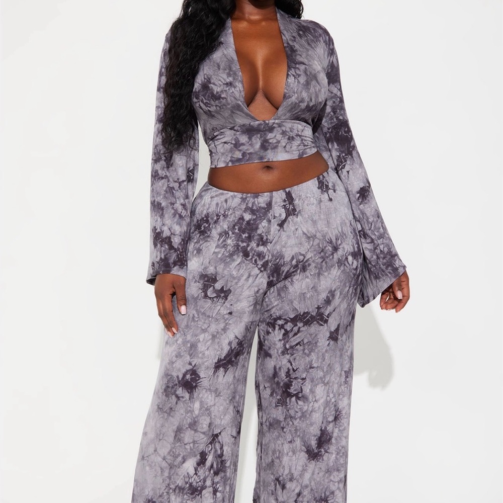 Fashion Nova Charcoal Tie-Dye Jumpsuit